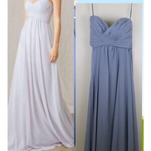 Amsale Sarabeth Bridesmaid Dress Strapless Dusty Blue Sz 00 Sweetheart Neckline